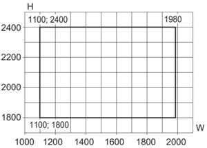 Min./maks. størrelse, 2-fløyet
